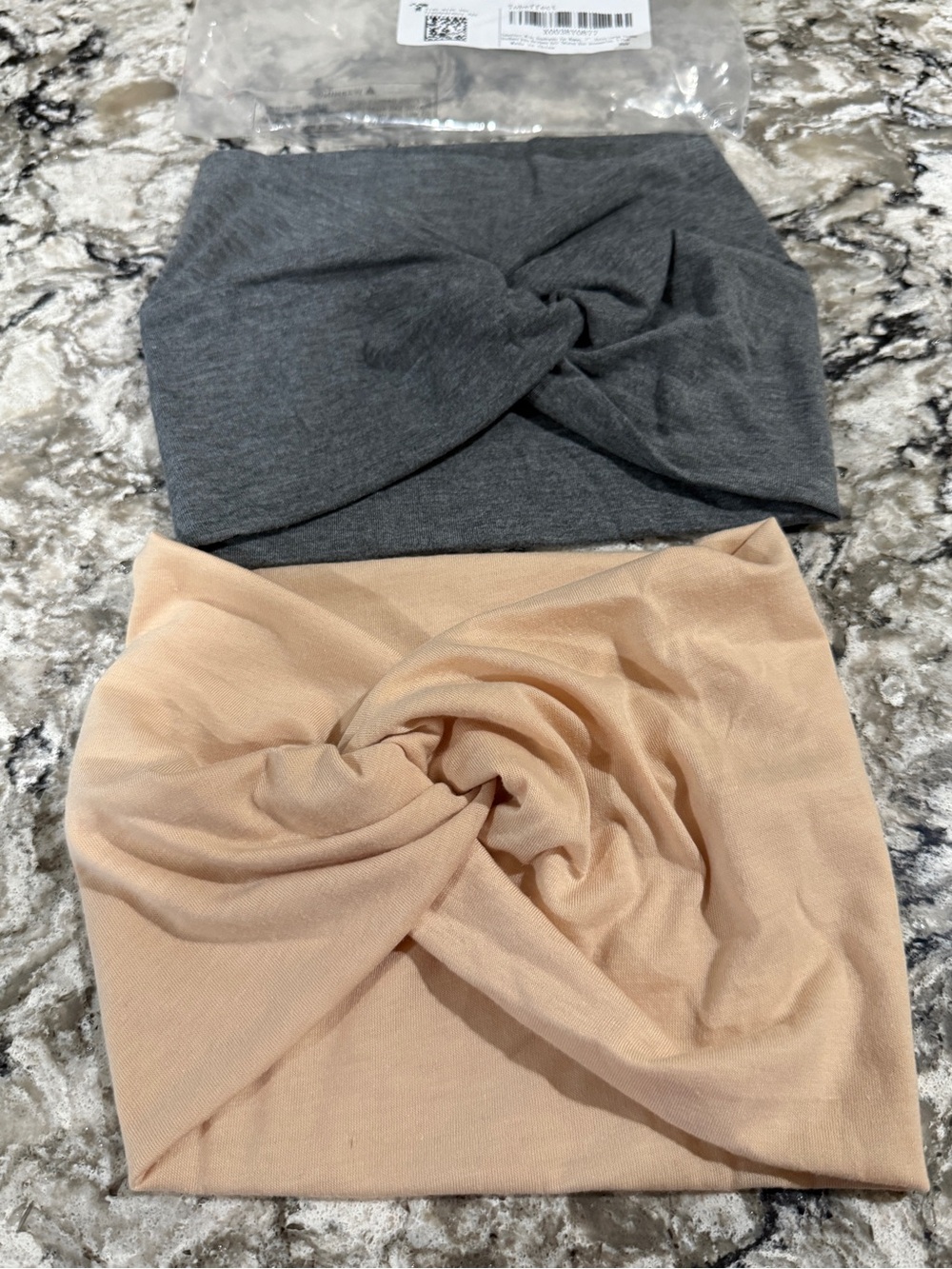 Women’s Twist Front Tube headbands – Gray & Nude